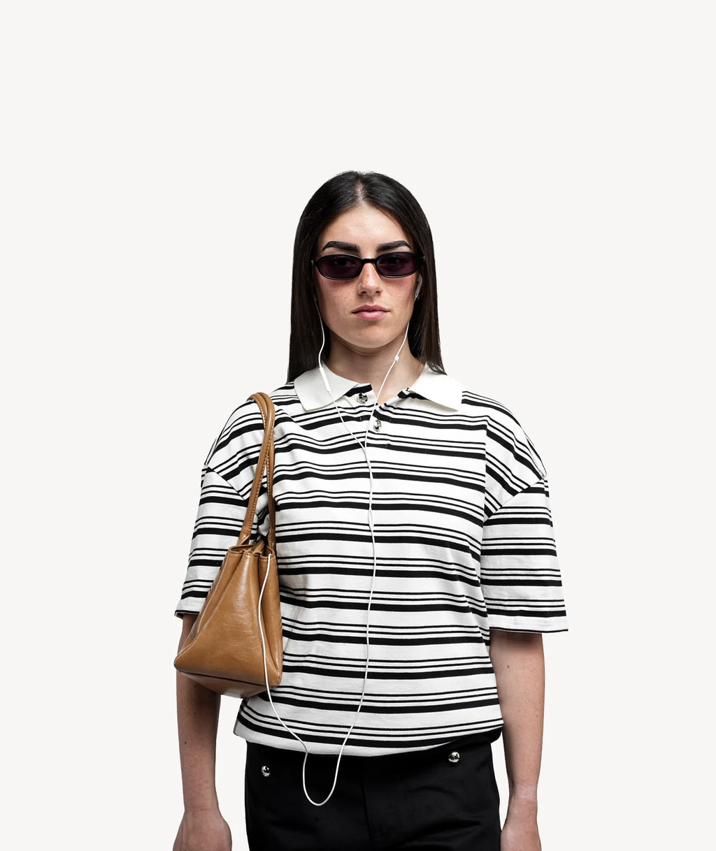 RYA Hamptons Polo Striped Black White