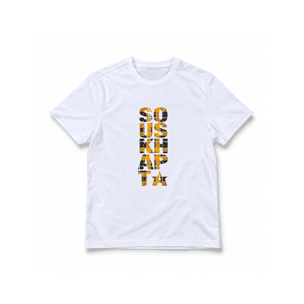 SOUSKHAPTA Tartan T-Shirt White Yellow