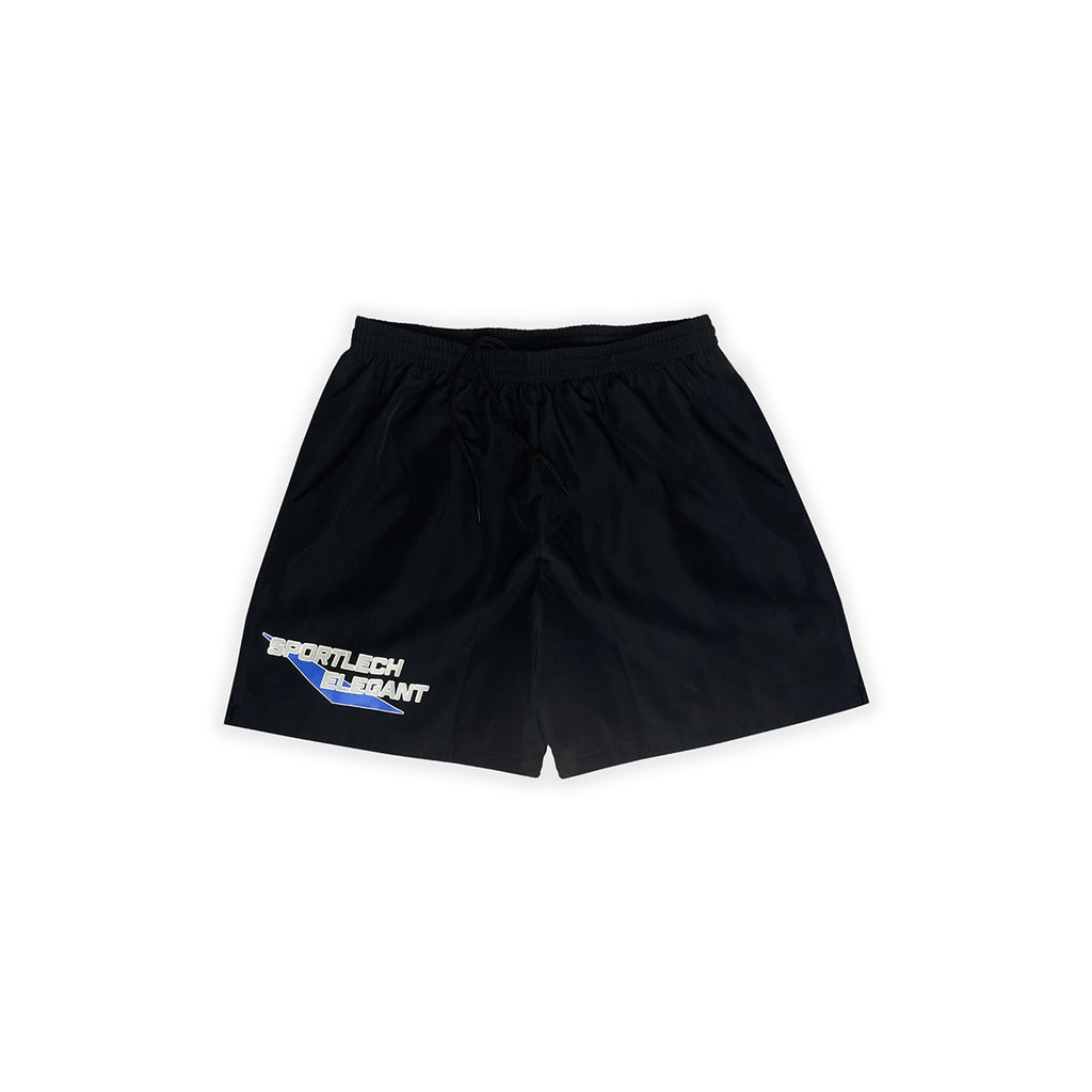 SPORTLECH ELEGANT Black Swimshort Blue Logo