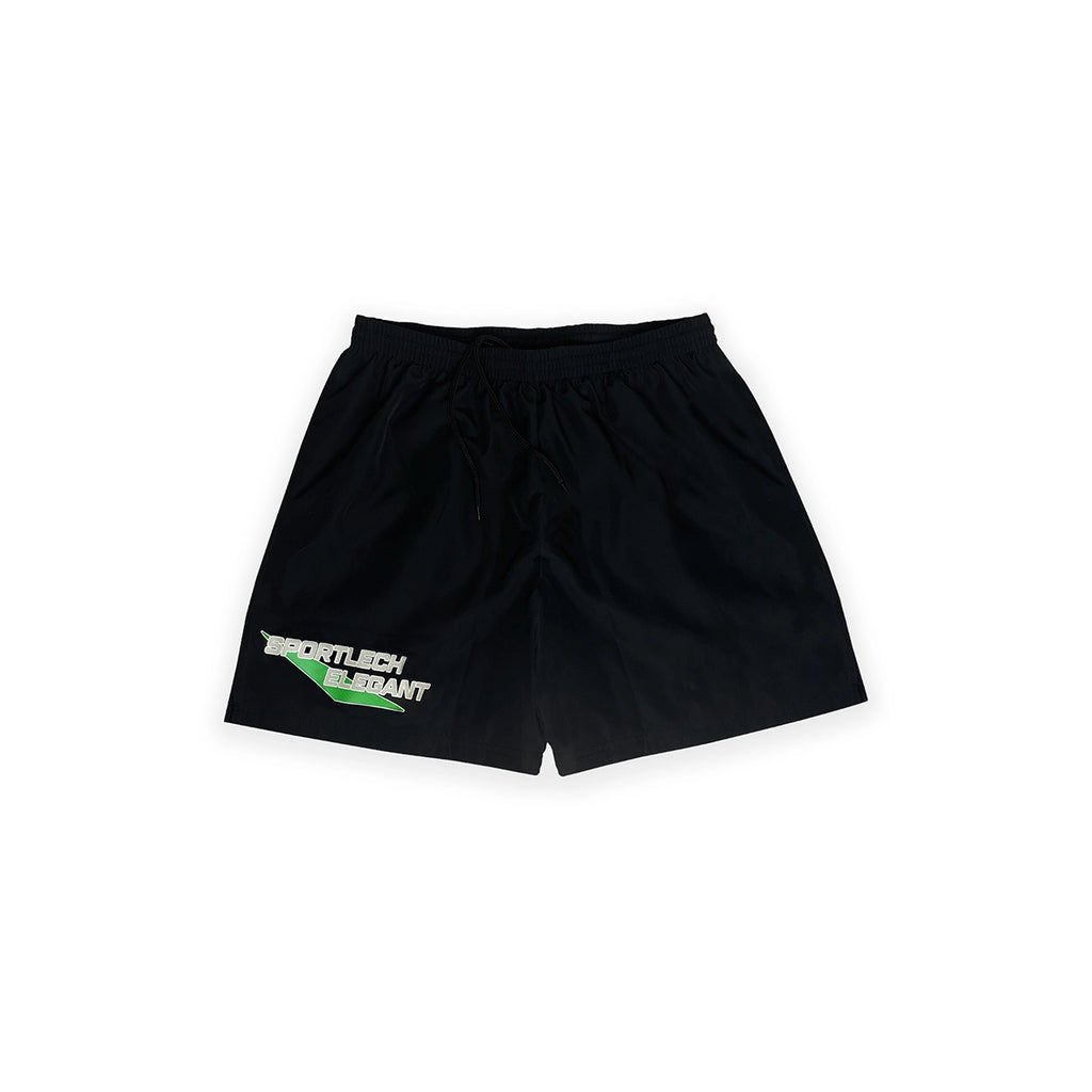 SPORTLECH ELEGANT Black Swimshort Green Logo