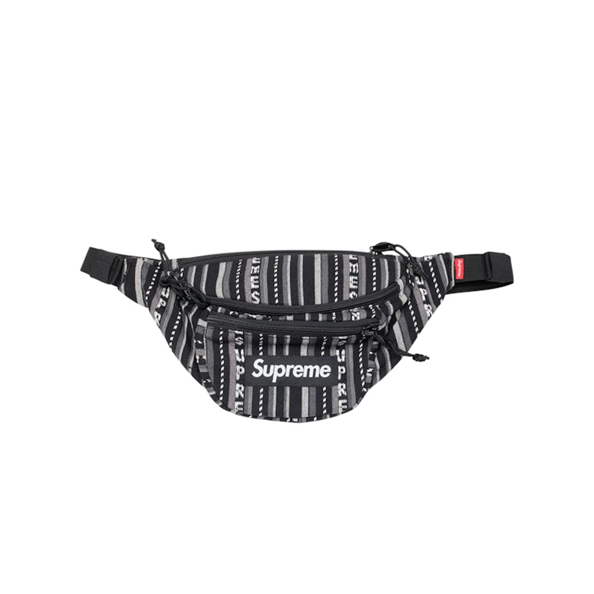SUPREME Woven Stripe Waist Bag Black