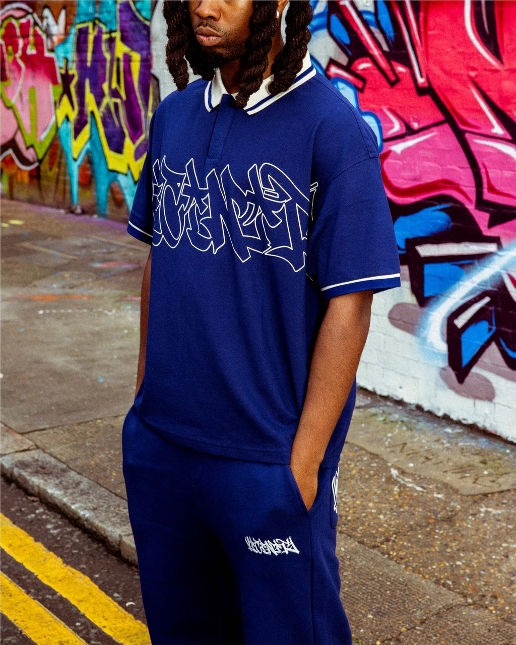 VICINITY Graffiti Polo Blue