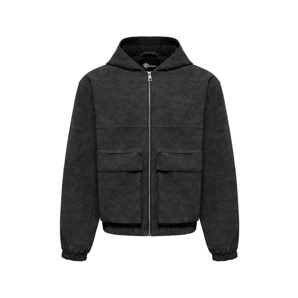 VICINITY Script Logo Leather Jacket Vintage Black