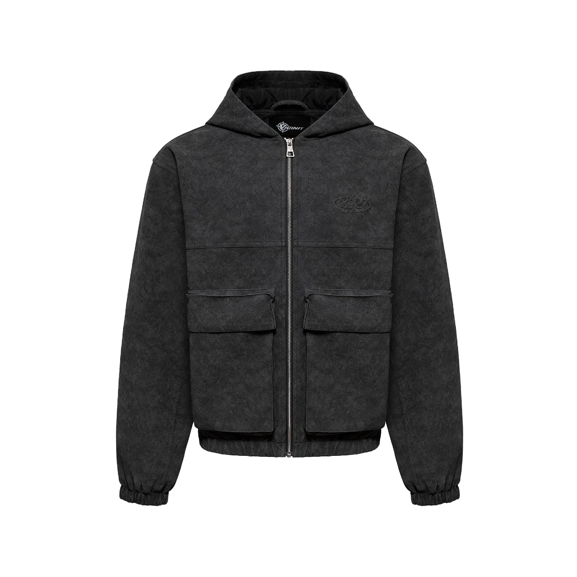VICINITY Script Logo Leather Jacket Vintage Black