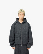 VICINITY Script Logo Leather Jacket Vintage Black