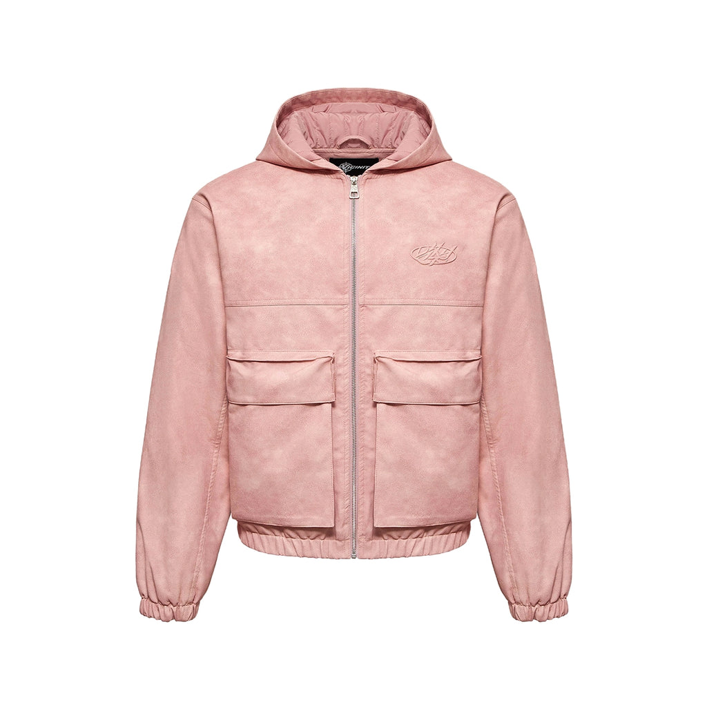 VICINITY Script Logo Leather Jacket Vintage Pink