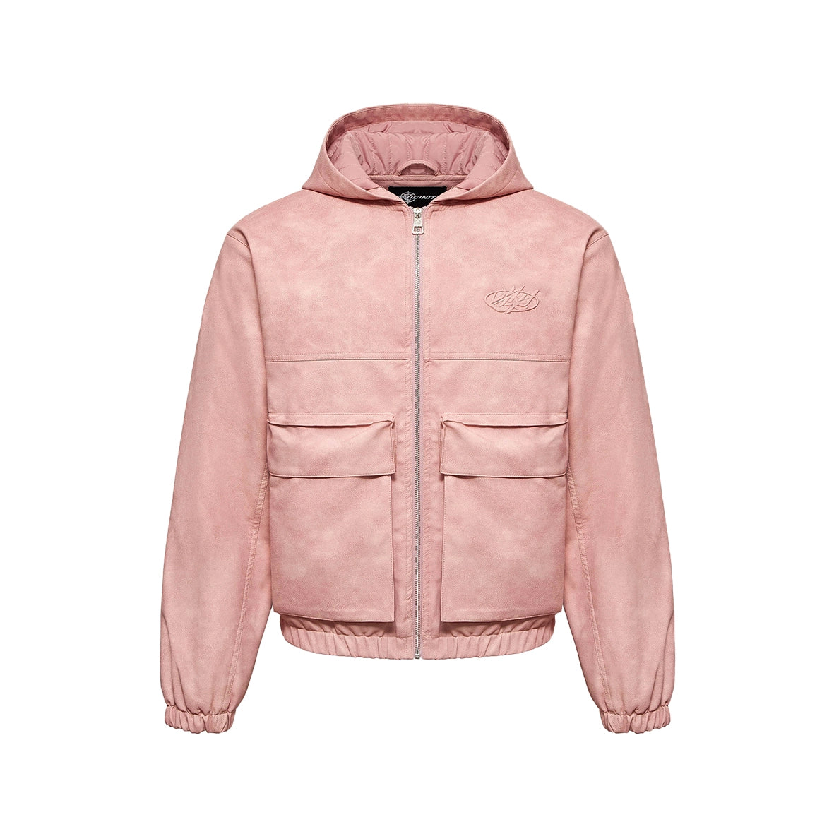 VICINITY Script Logo Leather Jacket Vintage Pink