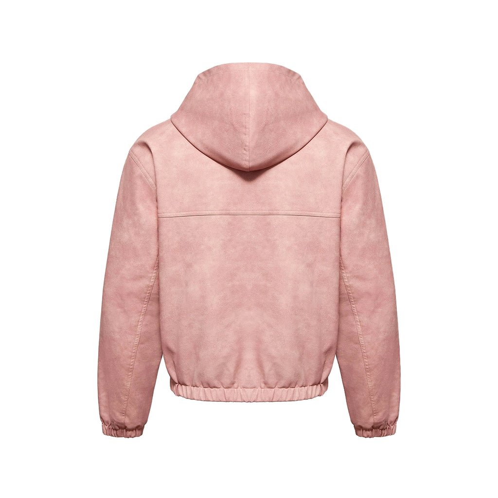 VICINITY Script Logo Leather Jacket Vintage Pink