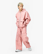 VICINITY Script Logo Leather Jacket Vintage Pink