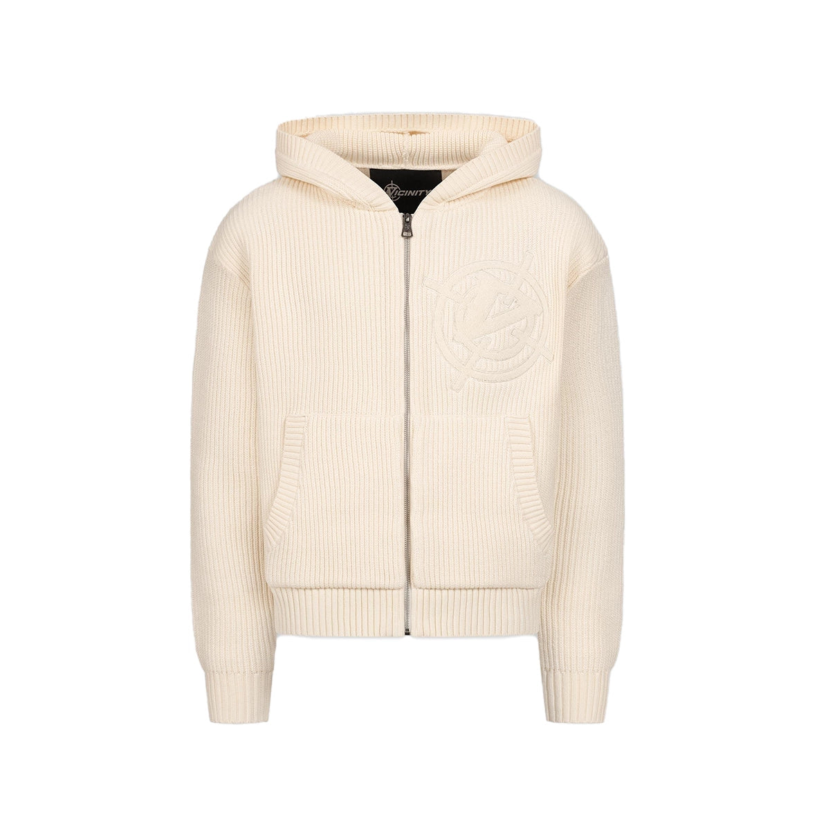 VICINITY V-Logo Knit Zip Hoodie Beige
