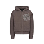 VICINITY V-Logo Knit Zip Hoodie Mud Brown