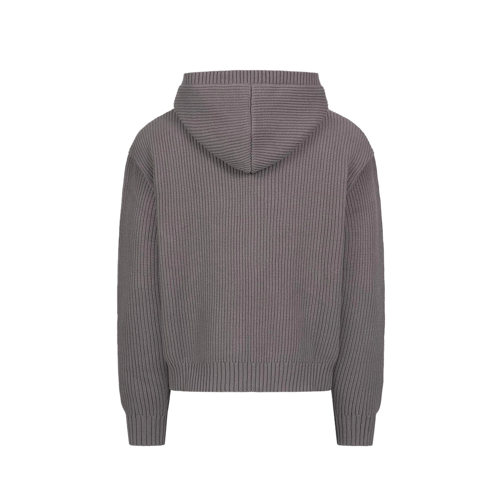 VICINITY V-Logo Knit Zip Hoodie Ash Grey