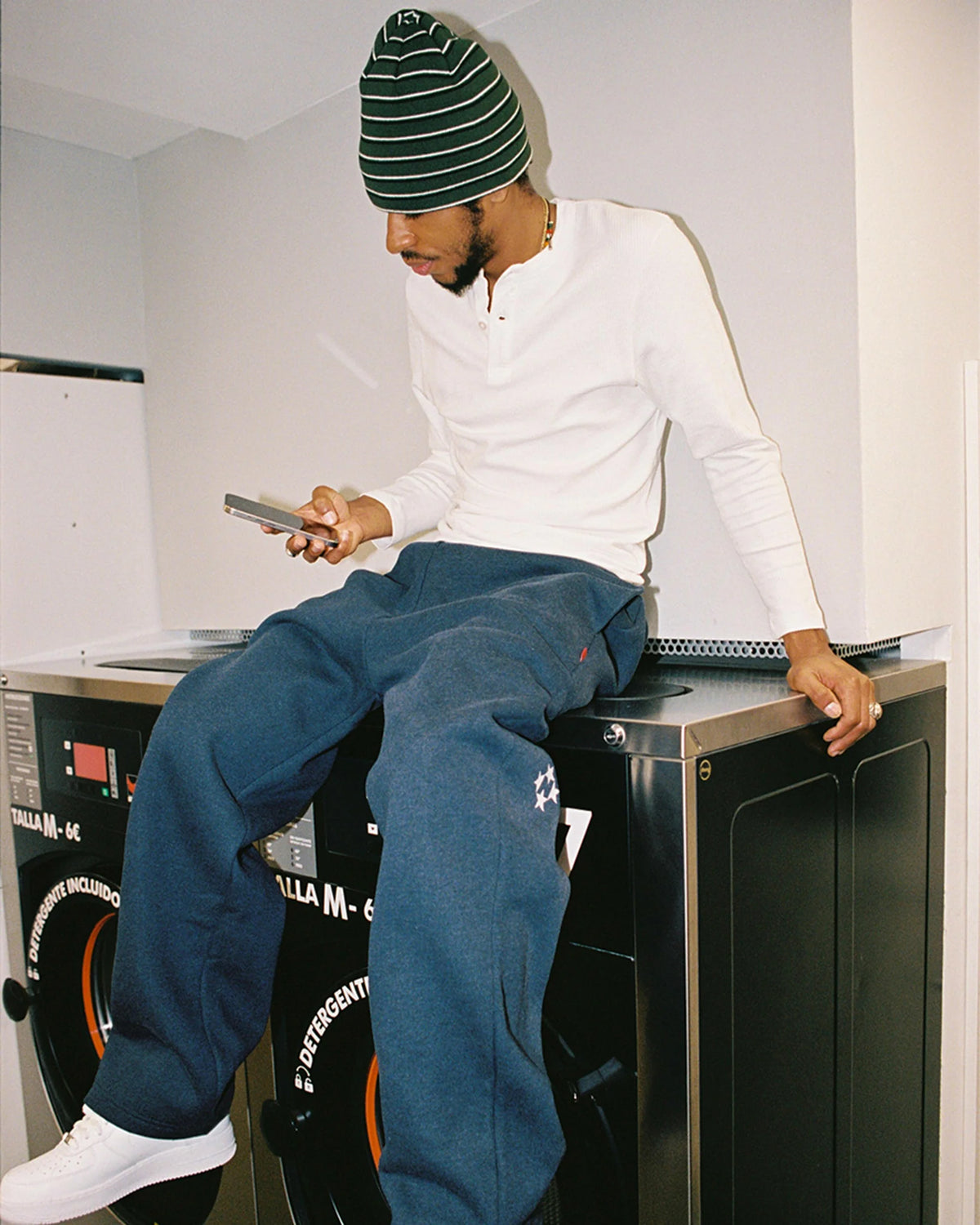 99BASED Daily Slim Henley Longsleeve White
